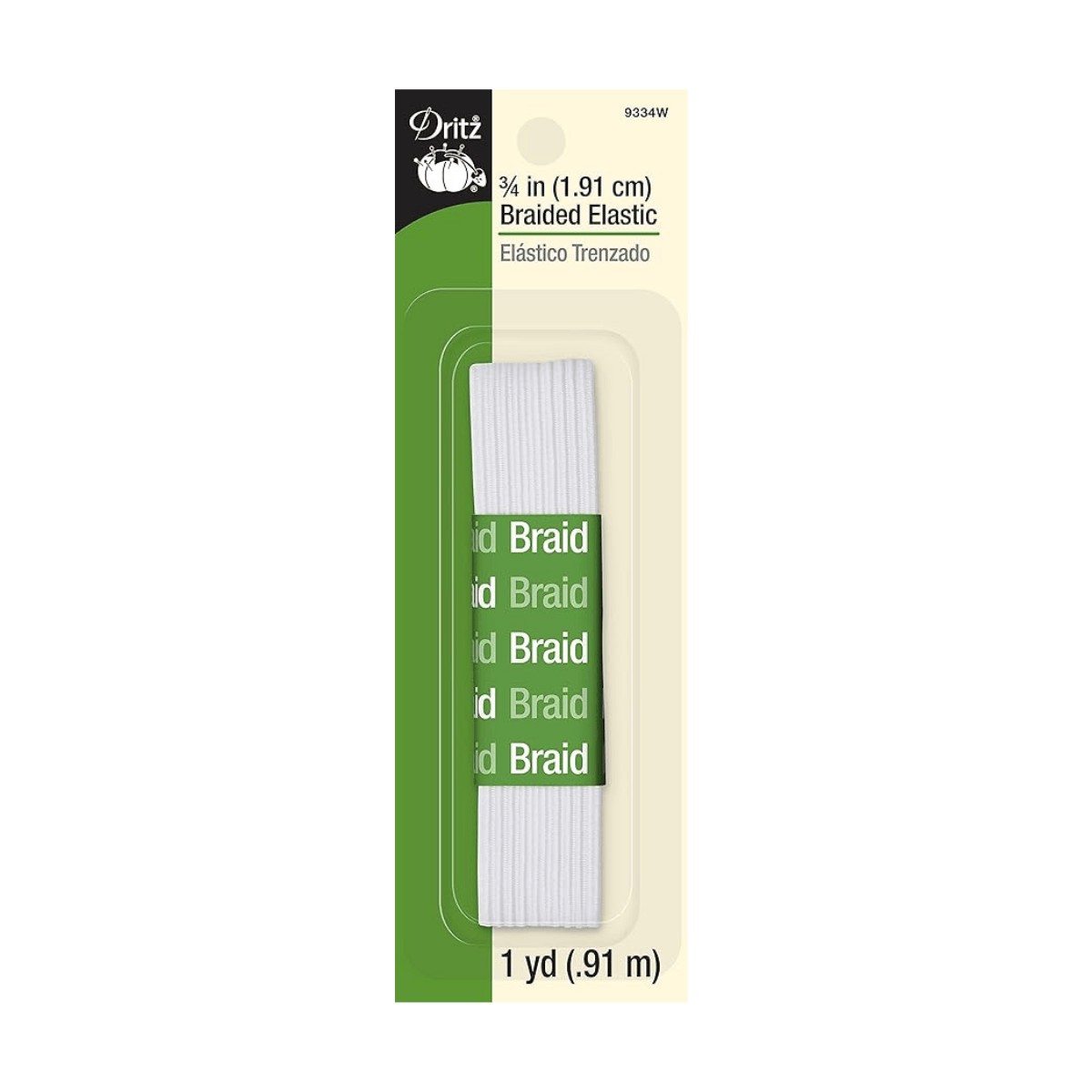 3/4" White Braided Elastic - 1 yard